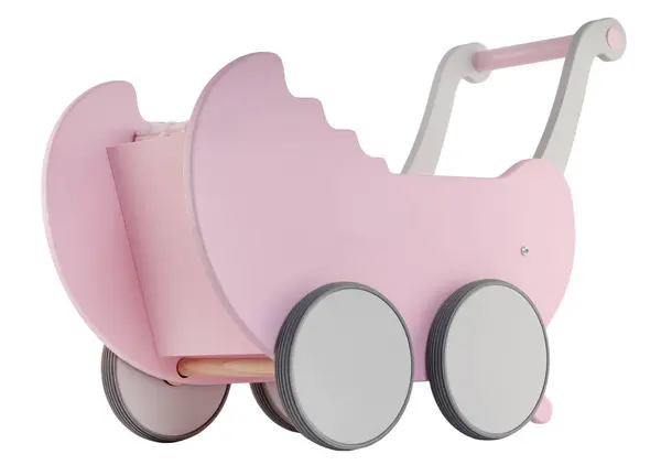 Stock image Pink Wooden Toy Baby Stroller