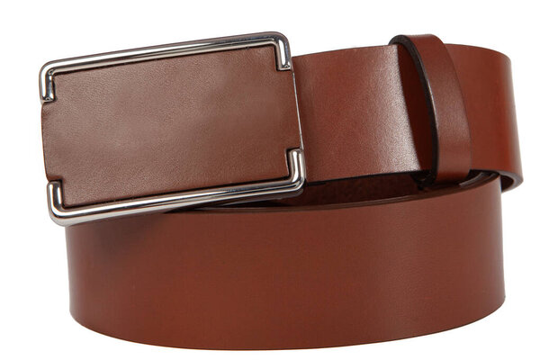 Brown Leather Belt with Silver Buckle
