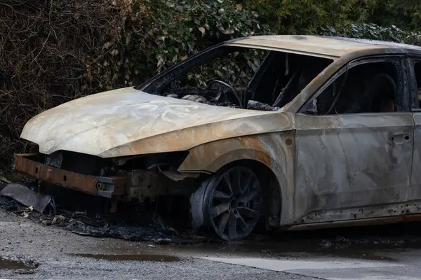 Stock image Burnt Car Wreck on Roadside