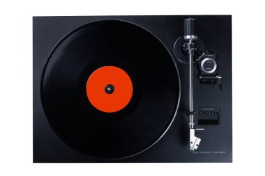Vinil kaydı ile siyah pikap