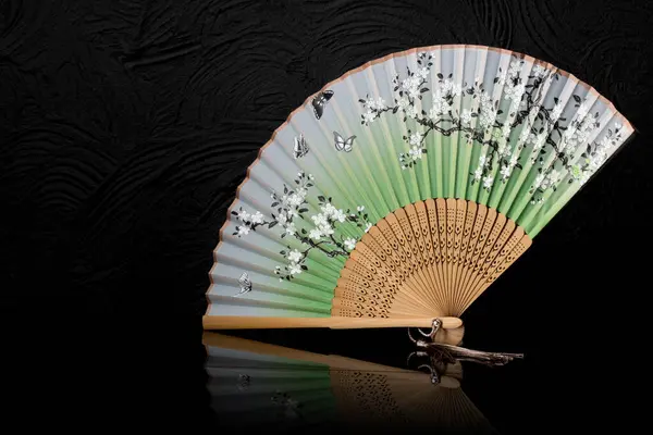 stock image Decorative Oriental Fan with Floral Design