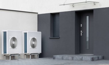 Klimalar ile modern bina.