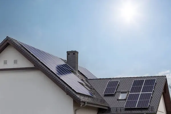 stock image Solar Panels on Modern Residential Roof