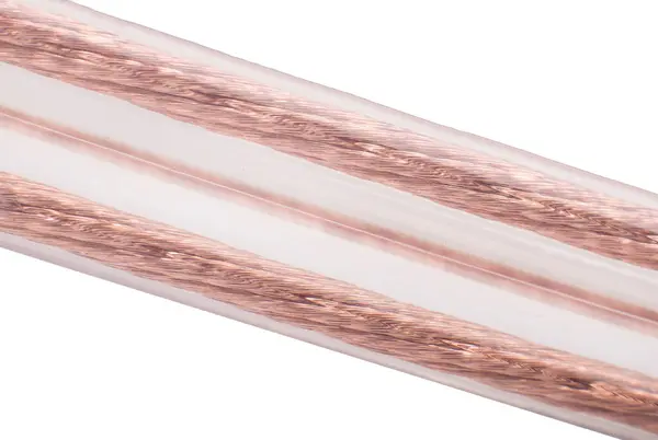 Stock image Copper Speaker Wire Close-up with Clear Insulation