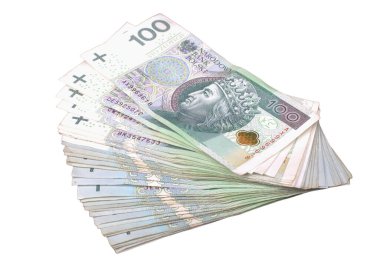 Fanned Yığını Polonya 100 Zloty Banknotları