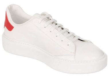 Kırmızı Topuklu Beyaz Deri Ayakkabı Detaylı