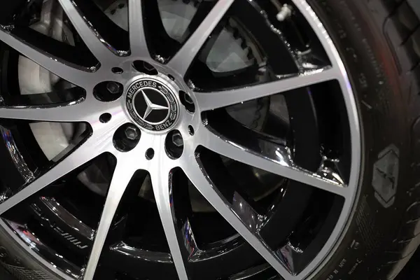 stock image Poznan, Poland. 8 April, 2022. Mercedes-Benz wheel at Motor Show