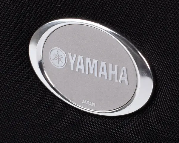 stock image Poznan, Poland. 3 October, 2021. Close Up of Yamaha Logo on Black Fabric