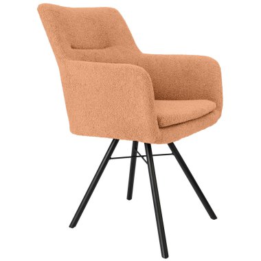 Siyah metal bacaklı modern kumaş sandalye.