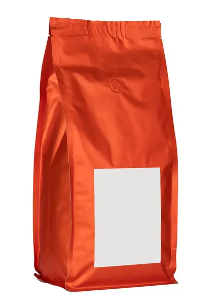 stock image Orange sealed packaging pouch with blank label