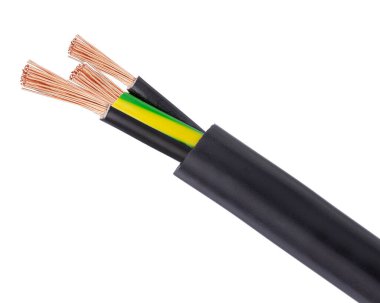 Açıkta duran kablolu üç iletken elektrik kablosu