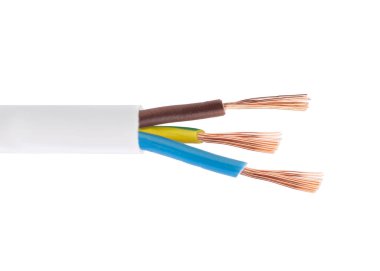 Beyaz Üzerine Açık Bakır Elektrik Kabloları