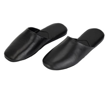 İçerisi için Siyah Deri Terlikler