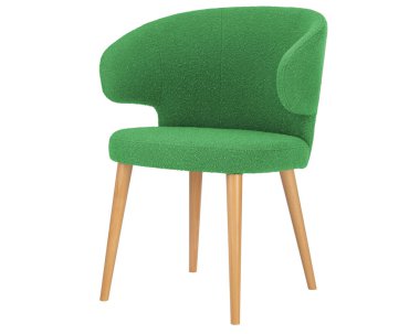 Modern Green Armchair with Wooden Legs. clipart