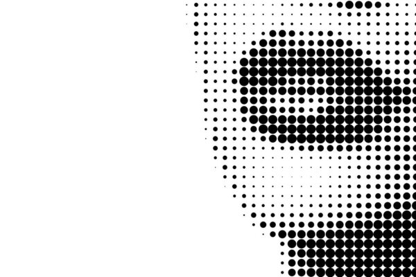 Полутоновый портрет со стилизованными губами в черно-белом цвете