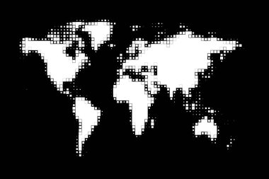 Yarı Ton Biçimli Pikselleştirilmiş Dünya Haritası