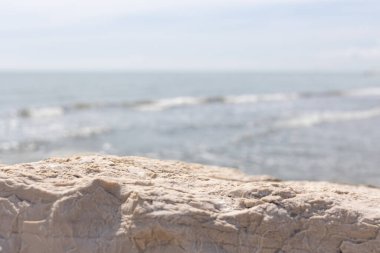 Arkaplanda Deniz olan Dokulu Kıyı Kayası