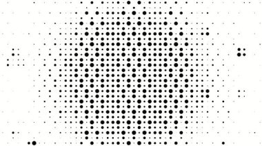 Siyah noktaların soyut canlandırması tam beyaz arkaplanı kapsayacak şekilde genişliyor