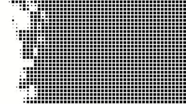 Soyut yarım ton kare ızgarası beyaz arkaplan üzerinde soldan sağa yavaşça kayboluyor