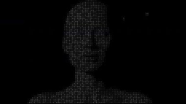 İkili Kod İnsan Yüzü Parçalanması Canlandırması.