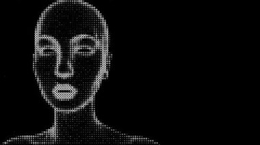 Çemberler içinde Soyut İnsan Yüzü Konuşuyor.