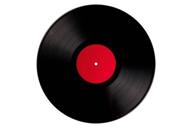 Kırmızı etiketli siyah vinil plak