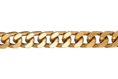 Düz metal halkalı altın zincir izole