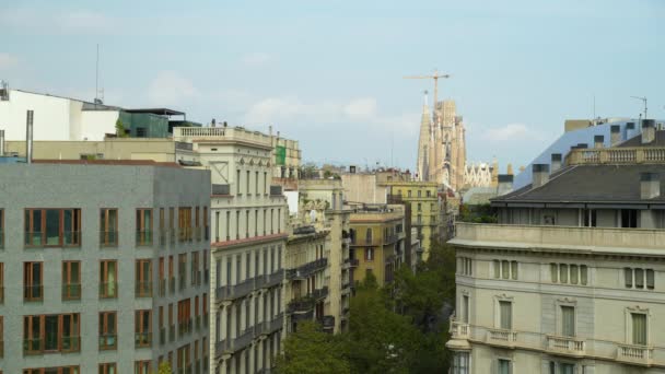 Barcelona Spain October 2022 Aerial Shot Barcelona Passeig Gracia Street — Stock Video