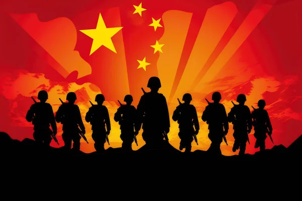 China Army Silhouette China World Superpower — Stock Photo, Image