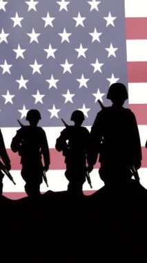 Amerikan ordusu silueti. Dünya Süper Gücü olarak Amerika. Dikey görüntüler