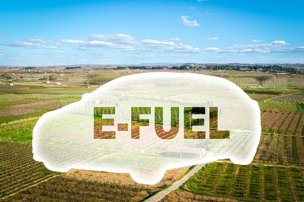 Icoana Unei Mașini Cuvântul Combustibil Câmp Agricol Fundal — Fotografie, imagine de stoc
