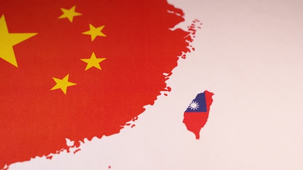 Ruka Kreslí Červenou Čáru Mezi Tchaj Wanem Pevninskou Čínou Čína — Stock video