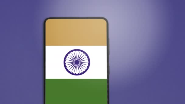 Cavo Usb Smarthone Con Bandiera Nazionale Dell India Video Funzionari — Video Stock