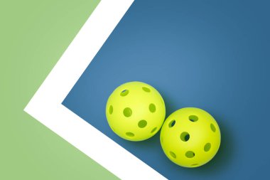 Pickleball toplarını sahada kapatın. Pickleball Amerika 'nın en hızlı büyüyen sporudur.