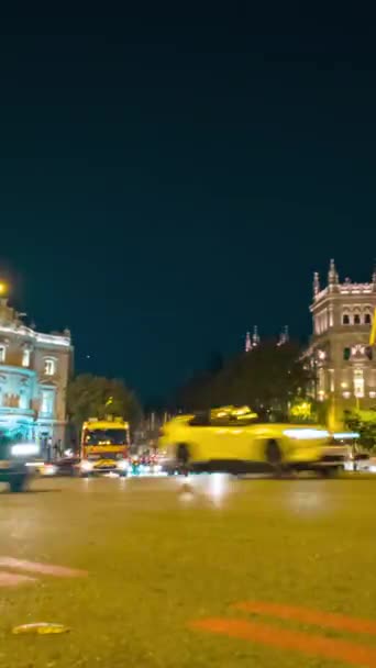 Famosa Fontana Cibeles Municipio Madrid Tramonto Motionlapse Sinistra Destra Ora — Video Stock