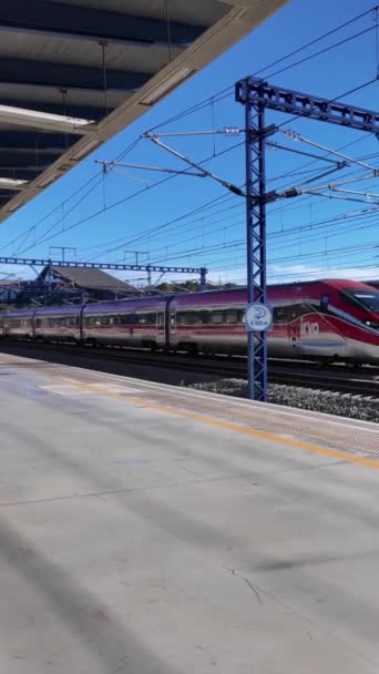 西班牙塔拉戈纳 2023年11月6日 Iryo高速列车不停地通过塔拉戈纳营地车站 Iryo是西班牙一家私营高速铁路运营商的品牌 — 图库视频影像