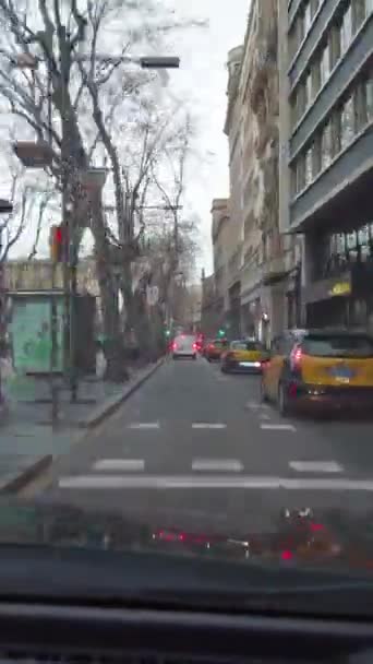 Barcelona Spanje Februari Rijden Door Ramblas Van Barcelona Hyperlapse Uitzicht — Stockvideo