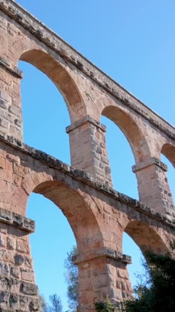 Architectural Marvel Cinematic Journey Pont Del Diable Tarragona Ensemble Archeologico — Video Stock
