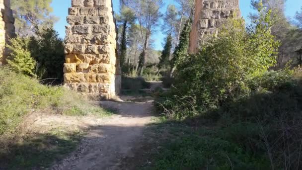 Aqueduto Romano Pont Del Diable Tarragona Espanha Conjunto Arqueológico Tarraco — Vídeo de Stock