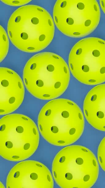 Обертання Збільшення Вигляду Декількох Кульок Дворі Pickleball Найшвидший Вид Спорту — стокове відео