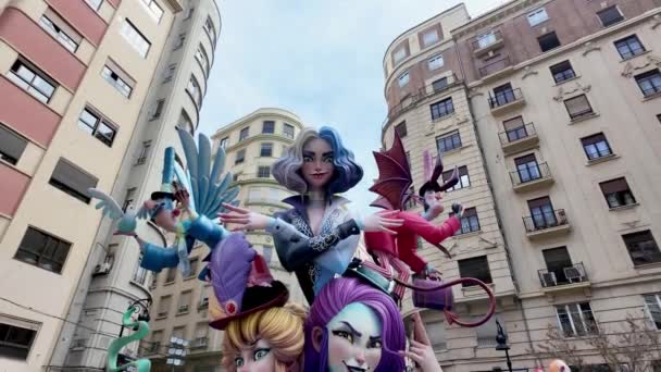 Valencie Španělsko Březen 2024 Pohled Karikatury Fallas Během Národního Festivalu — Stock video