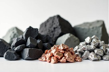 Nadir bulunan bir toprak madeninden elde edilen küçük mineral yığınları, modern endüstrideki bu kaynakların çeşitliliğini ve önemini vurguluyor.