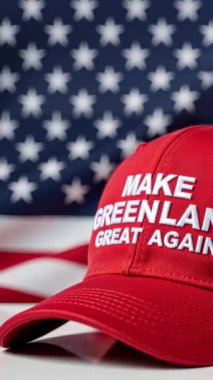 Üzerinde işlenmiş bir yazı olan kırmızı beyzbol şapkası Grönland 'ı Amerikan bayrağında tekrar harika yapıyor. ABD Başkanı 'nın Grönland' ı askeri ya da askeri olarak ilhak etme konusundaki açıklamaları.