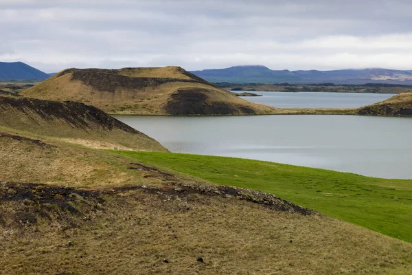 Pseudo Cratères Volcans Zones Géothermiques Près Skutustadir Lac Myvatn Islande — Photo