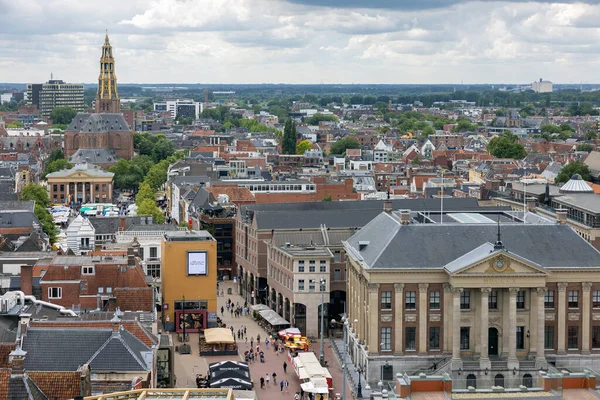Groningen Juli 2022 Skyline Met Daken Middeleeuwse Gebouwen Woonwijk Binnenstad — Stockfoto