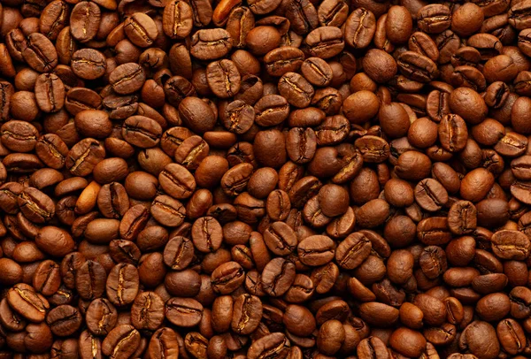 Taze Kavrulmuş Kahve Çekirdekleri Üst Görünüm — Stok fotoğraf