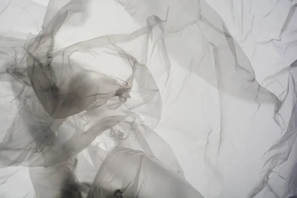 Close Picture Plastic Transparent Cellophane Bag White Background Texture Looks — Stock Photo, Image