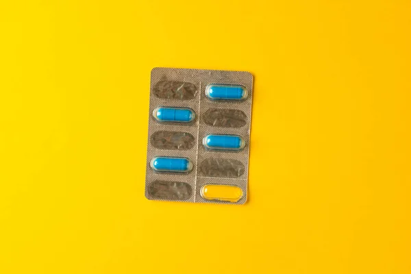 Pillole Blister Vicino Concetto Tema Sanitario Sfondo Astratto Blog Web — Foto Stock
