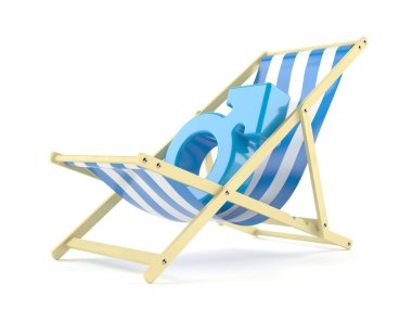 Güverte sandalyesindeki erkek cinsiyeti beyaz arka planda izole edilmiş. 3d illüstrasyon