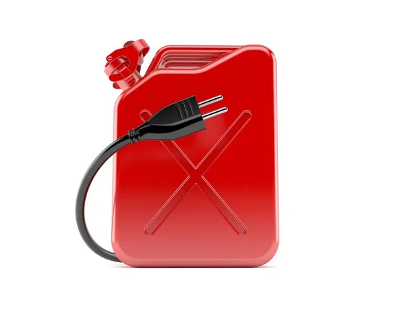 Pojemnik Benzynę Kablem Elektrycznym Izolowany Białym Tle Ilustracja — Zdjęcie stockowe